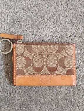 Coach Brown/Tan Signature Card Case with Keyring